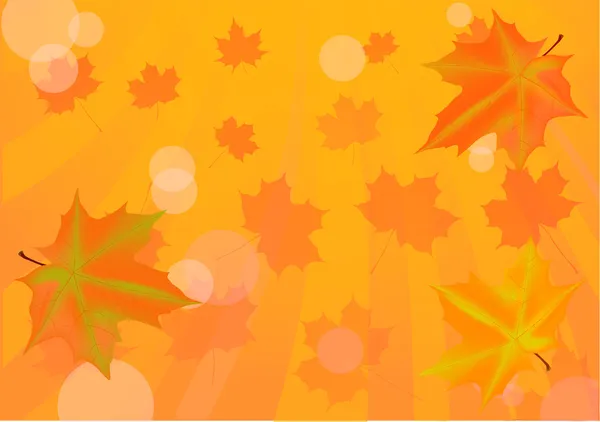 オレンジ色の背景上のカエデの葉を秋します。 — ストックベクタ