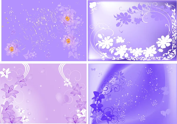 Fyra lila blommor bakgrunder — Stock vektor