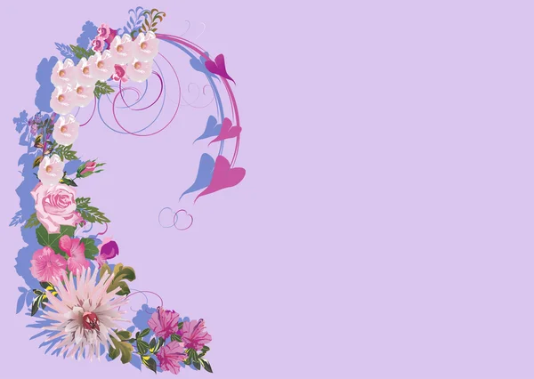 Boucle florale rose avec ombre — Image vectorielle
