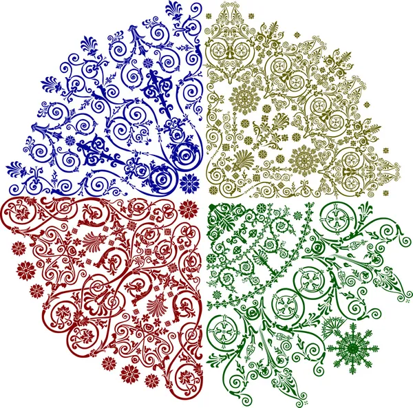 Чотири кольорові чотирикутники прикраси — стоковий вектор