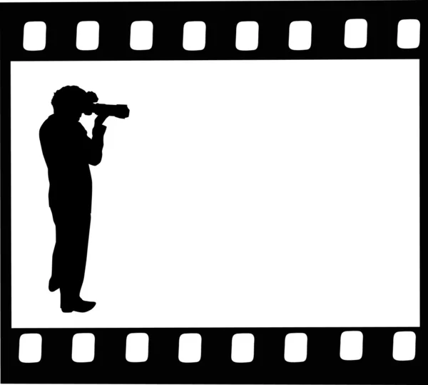 Photographer silhouette in film on white — Stock Vector