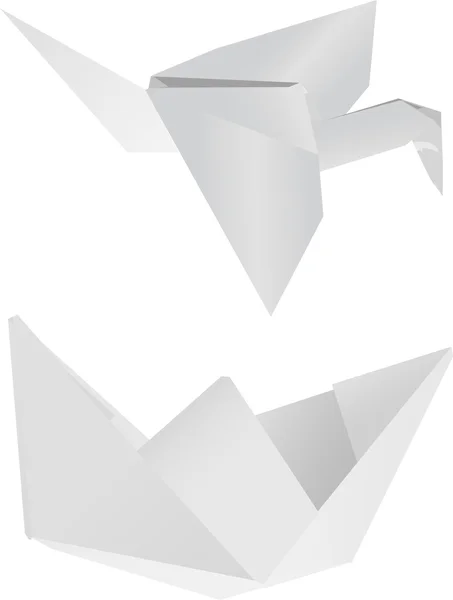 Illustration papier bateau et grue — Image vectorielle
