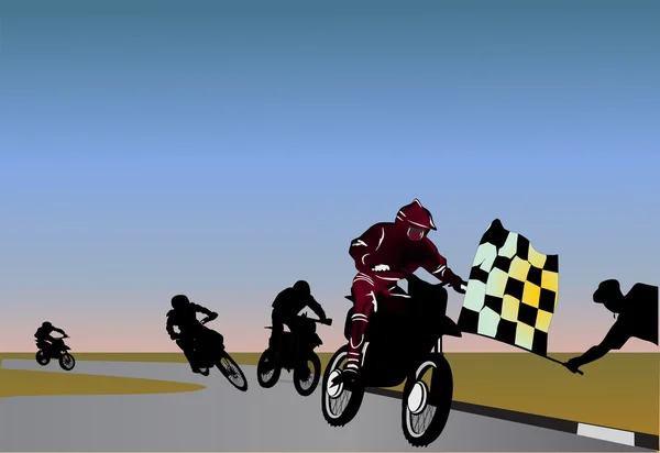 Motociclistas concurso ilustración — Vector de stock
