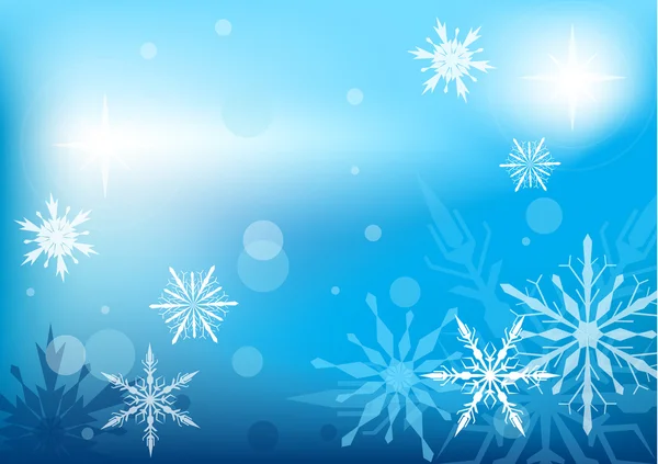 Blaue und weiße Schneeflocken Hintergrund — Stockvektor