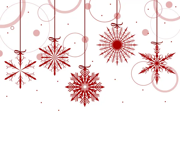 Backgrounf med röda snöflingor och cirklar — Stock vektor