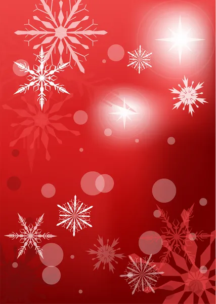 Fond lumineux avec flocons de neige rouges — Image vectorielle