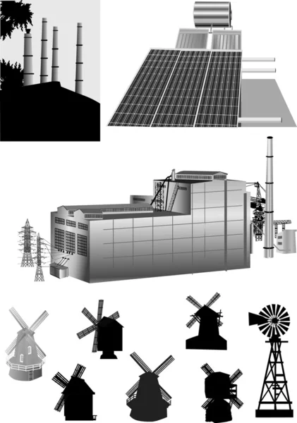 能源发电机组一套 — 图库矢量图片