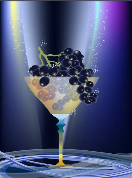 Druva i glas vin illustration — Stock vektor