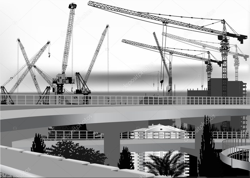 large bridge construction illustration