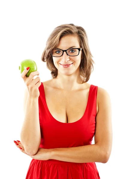 Žena s jablky — Stock fotografie