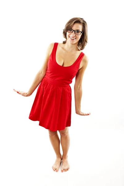 赤いドレスの女性 — ストック写真