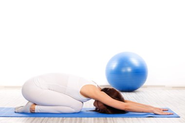 Woman with fitness ball clipart