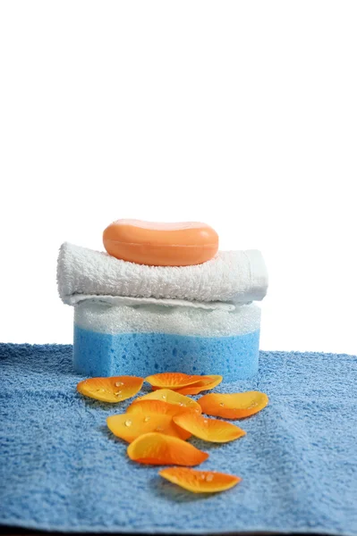 石鹸とタオル ブルー — ストック写真