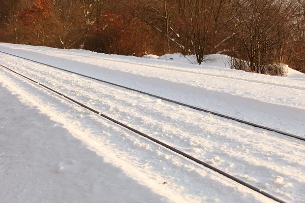 中雪-铁路在冬季修补程序 — 图库照片