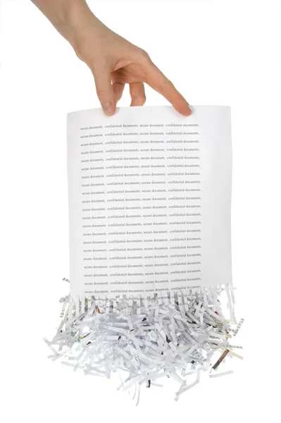 Shredded paper in hand — Stock Photo, Image