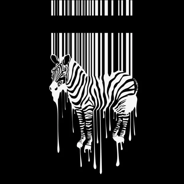 Silhouette zebra vettoriale con codice a barre sbavature — Vettoriale Stock