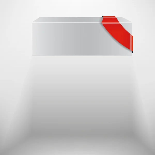 Rutan abstrakt vektor vit med rött band — Stock vektor