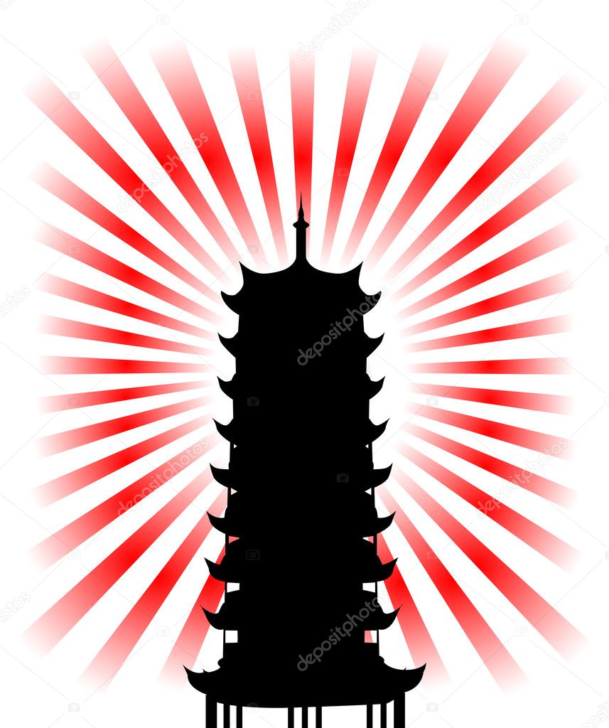 Silhouette of a japanese religious goal