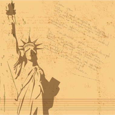 The vector retro Statue of Liberty background clipart