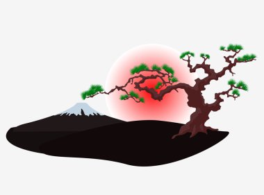 The Japanese landscape silhouette vector clipart