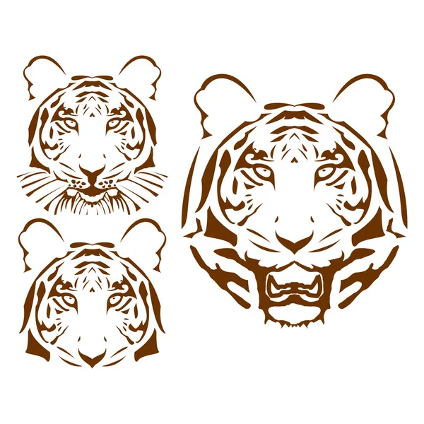 The vector abstract tiger head set — Stock Vector