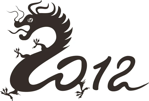 Dragão chinês preto 2012 ano — Vetor de Stock