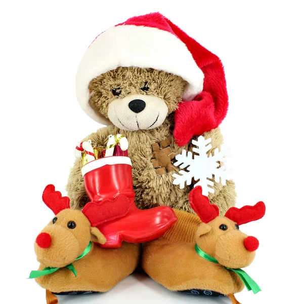 Плюшевий ведмедик Санта Клауса — стокове фото