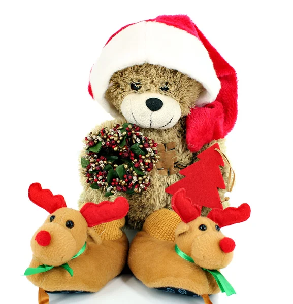 Санта-Клаус, Тедди-медведь — стоковое фото