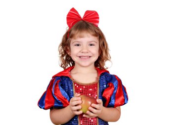 Happy little girl with apple clipart