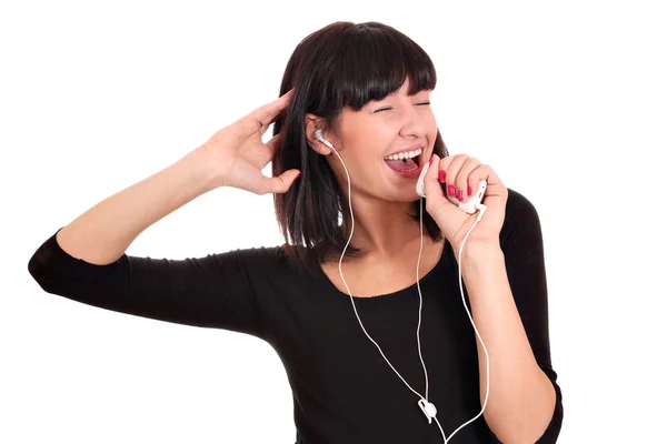 Happy girl listening music — Stock Photo, Image