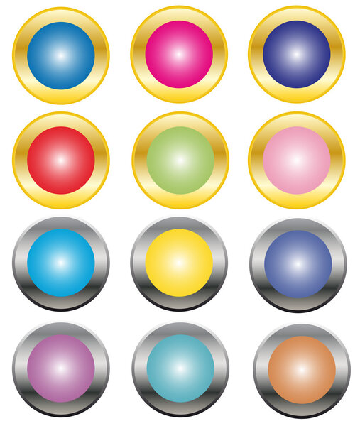 Set of colored buttons