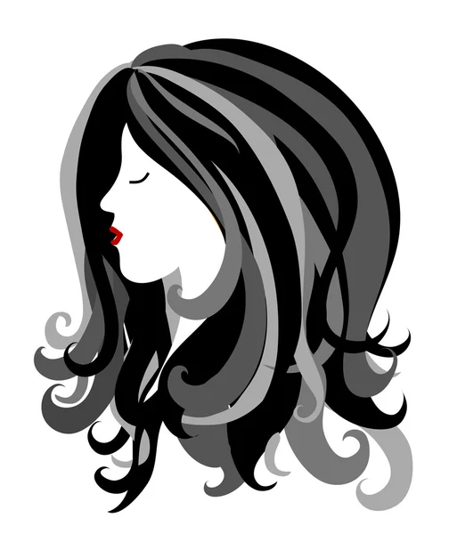 Female head w long hair — Stock Photo, Image