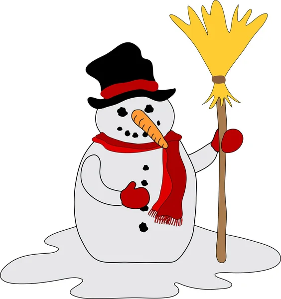 Снеговик с метлой — стоковый вектор