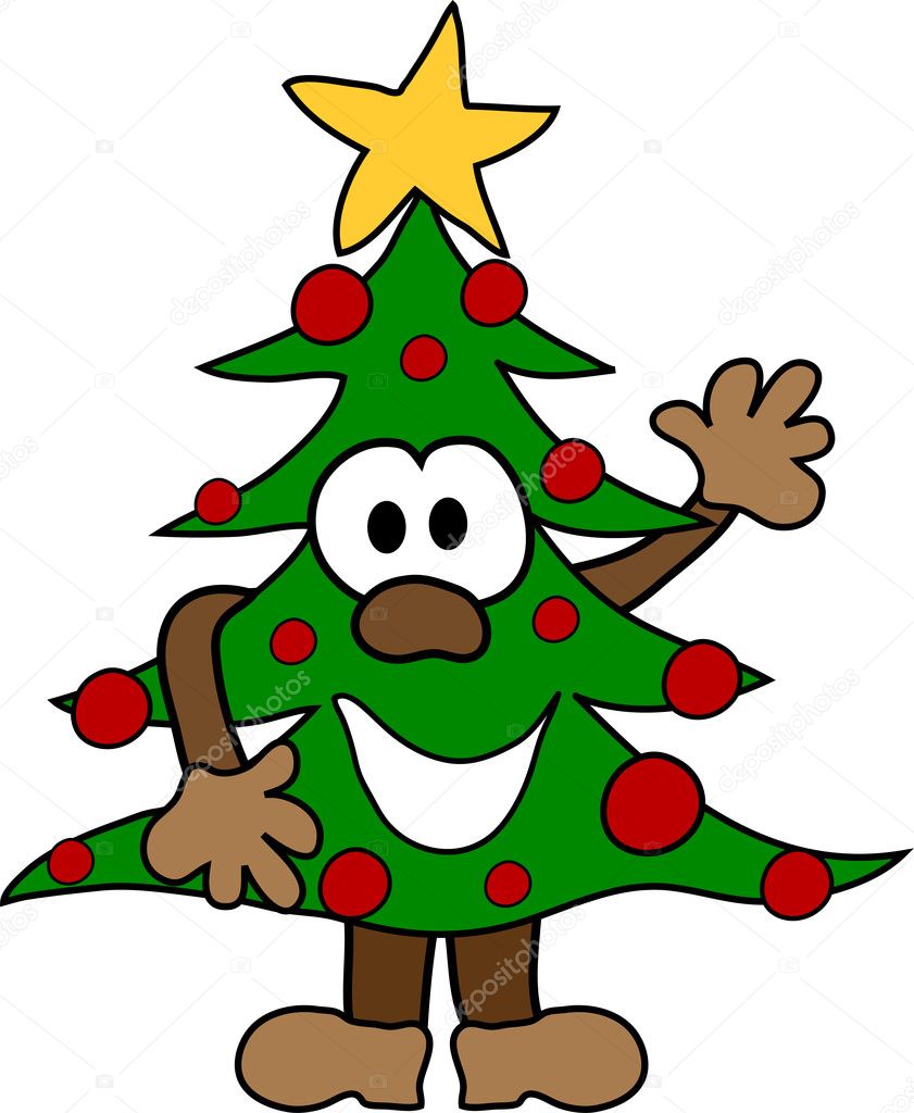 christmas tree happy cartoon