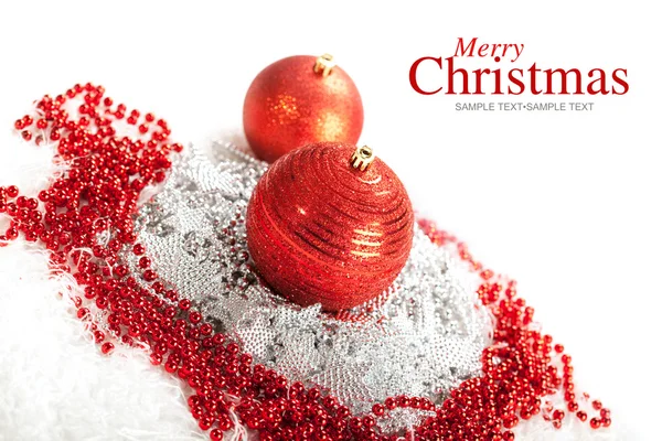 Feliz Navidad - adornos rojos — Stockfoto