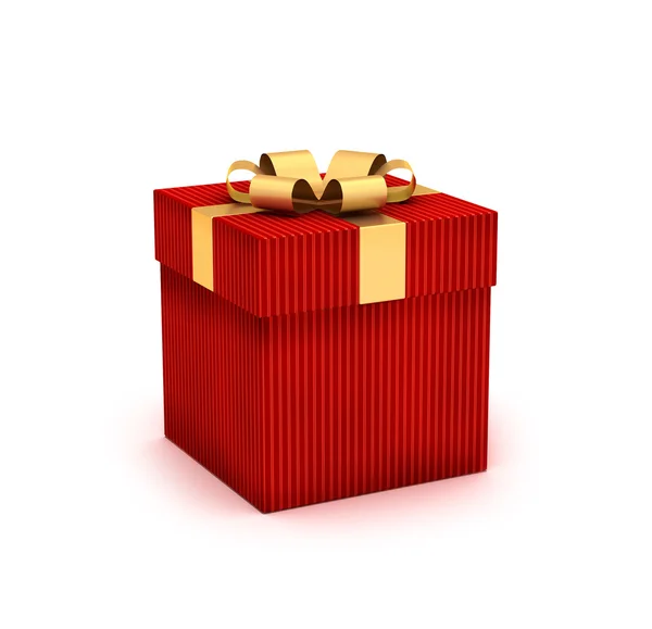 Una scatola rossa legata con fiocco a nastro — Foto Stock