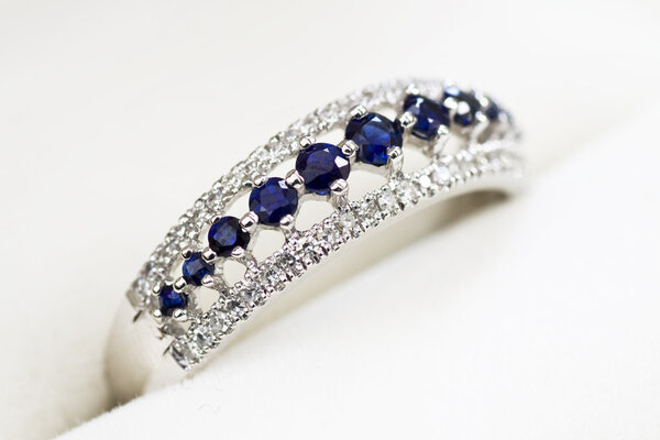 Diamond and Sapphire Engagement Ring