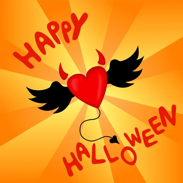 Cartão de Halloween com coração alado —  Vetores de Stock
