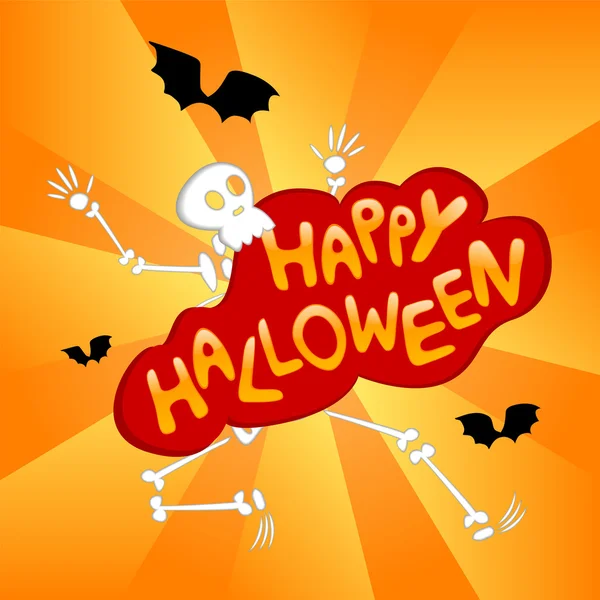 Cartão de Halloween com esqueleto engraçado — Vetor de Stock