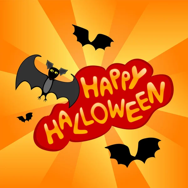 Halloween-kort med tecknade fladdermöss — Stock vektor