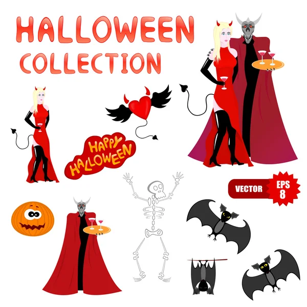Персонажи мультфильмов на Хэллоуин — стоковый вектор