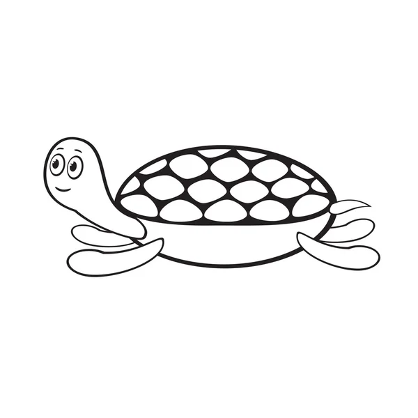 Fekete-fehér rajzfilm teknős — Stock Vector