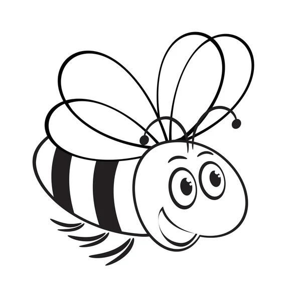 Fekete-fehér illusztráció aranyos méh — Stock Vector