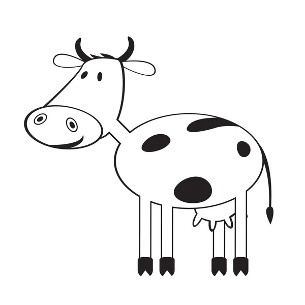 Monochrome illustration of cute cow — Stock Vector