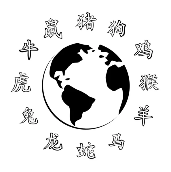 Τροχός της κινεζικής zodiac — Διανυσματικό Αρχείο