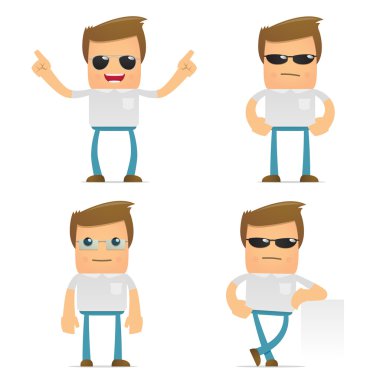 Set of funny cartoon casual man clipart