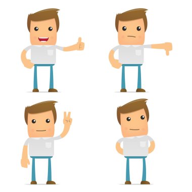 Set of funny cartoon casual man clipart