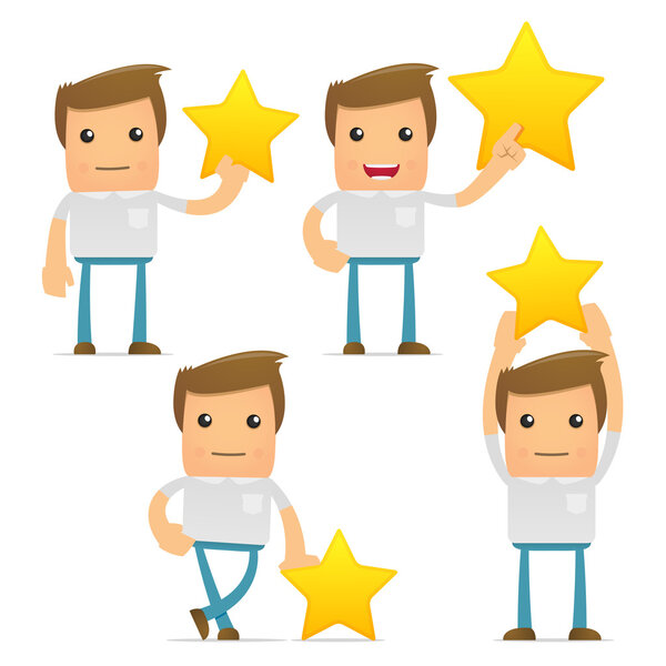 Set of funny cartoon casual man