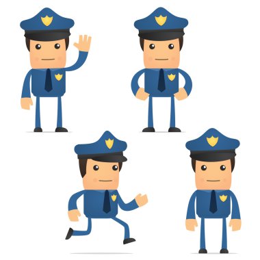 Set of funny cartoon policeman clipart