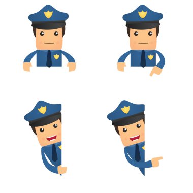 Set of funny cartoon policeman clipart